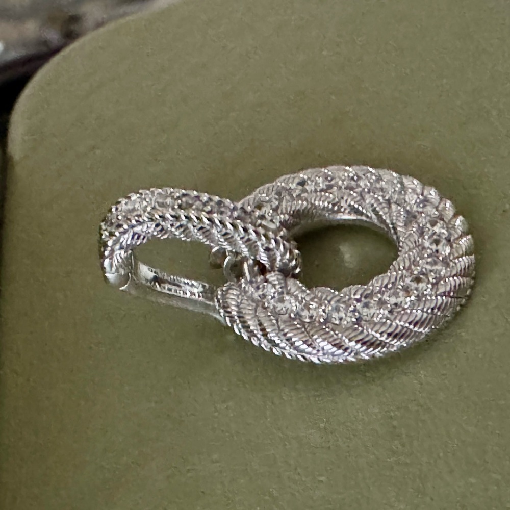 Judith Ripka Sterling Silver Textured Circle Pendant - Picture 8 of 10